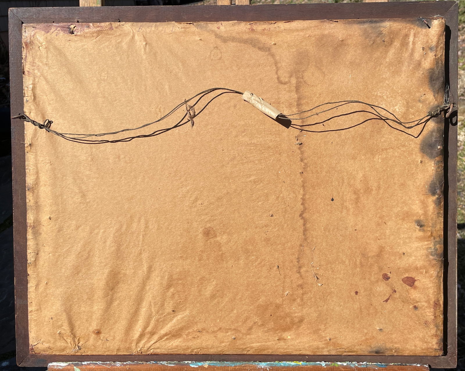 Antique Tapestry Children with Collie Dog Framed - 6