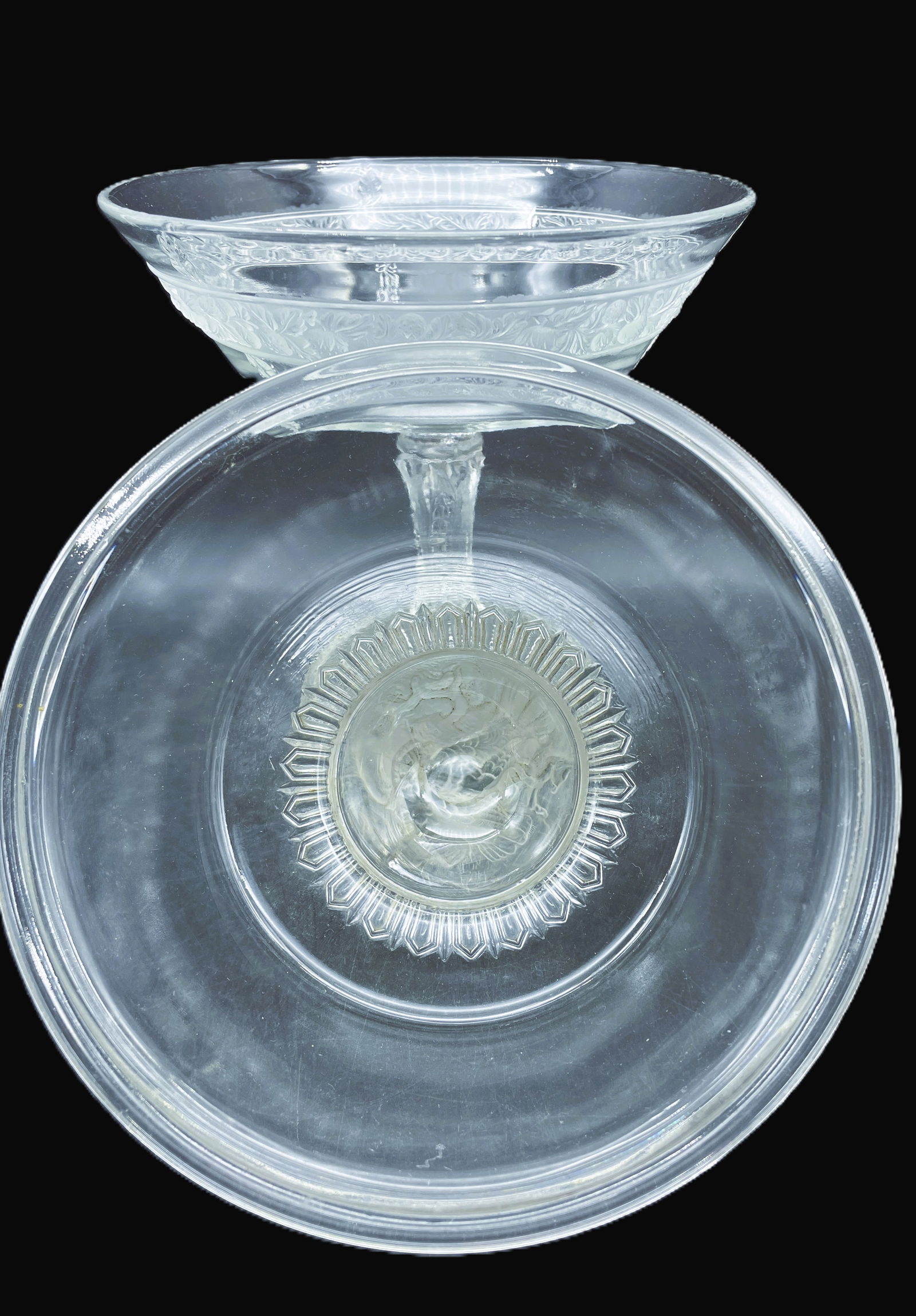 ANTIQUE GLASS COVERED COMPOTE LOVE BIRDS -C. 1870 - 5