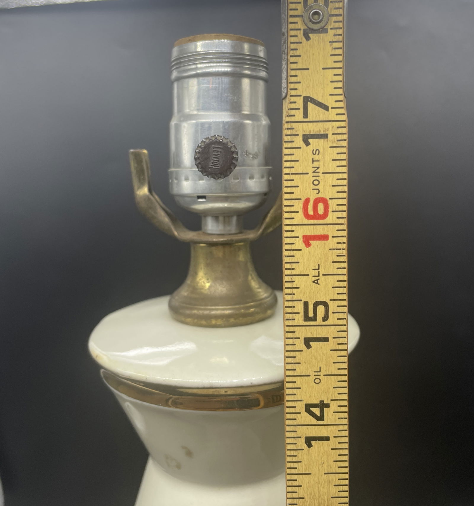 Atomic Cream Gold Snowflake Table Lamp MCM Mid-Century Modern - 8