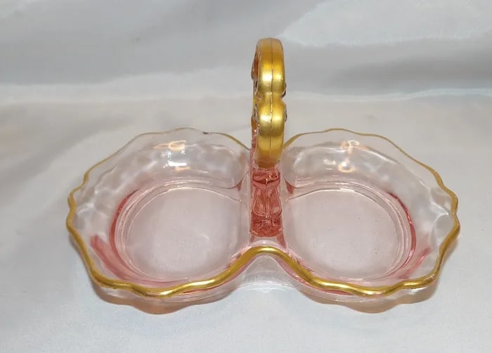 Pink Depression Glass Relish Mint Dish - 2