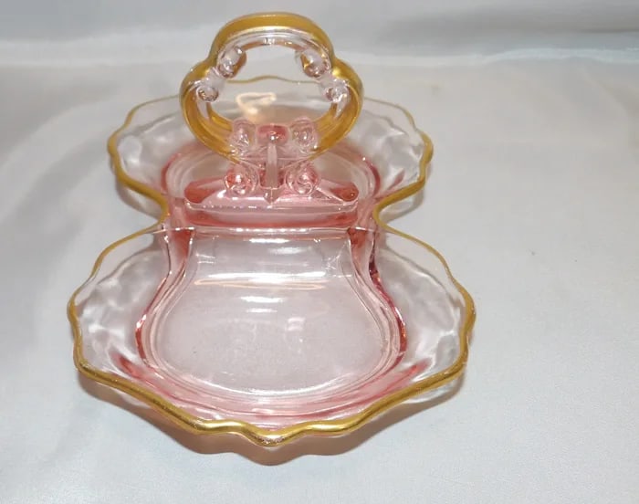Pink Depression Glass Relish Mint Dish - 4