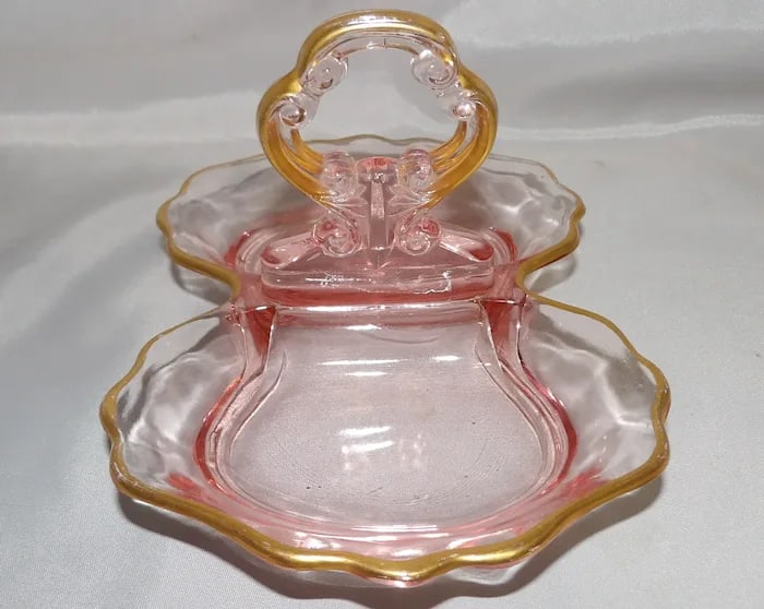 Pink Depression Glass Relish Mint Dish - 6