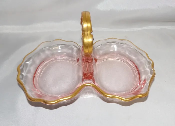 Pink Depression Glass Relish Mint Dish - 7