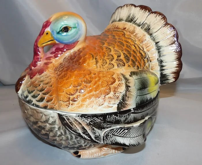 Vintage LARGE Lidded Ceramic Jar: Large hand-painted ceramic jar with a fitted lid, featuring vibrant floral motifs and decorative patterns. Shipping:Domestic: Flat-rate of $20.00 to anywhere within the contiguous U.S.International: