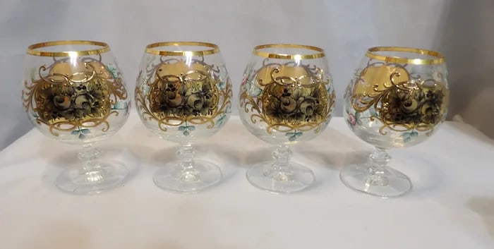 Bohemian Hand Painted Brandy Sniffers (1 of 9)