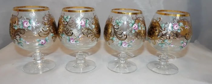 Bohemian Hand Painted Brandy Sniffers - 2