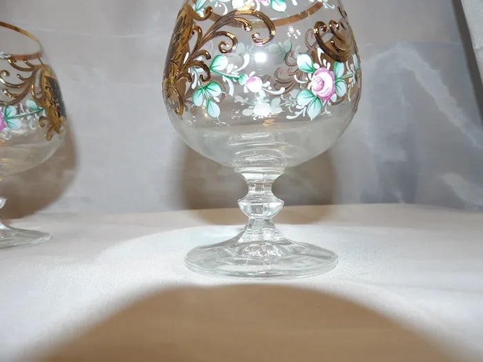 Bohemian Hand Painted Brandy Sniffers - 4