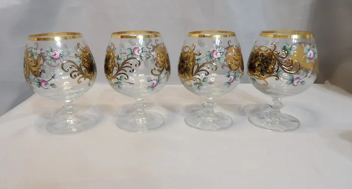 Bohemian Hand Painted Brandy Sniffers - 6