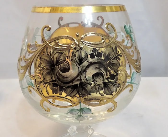 Bohemian Hand Painted Brandy Sniffers - 7