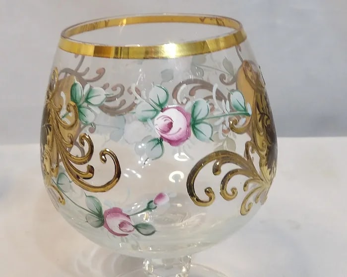 Bohemian Hand Painted Brandy Sniffers - 8