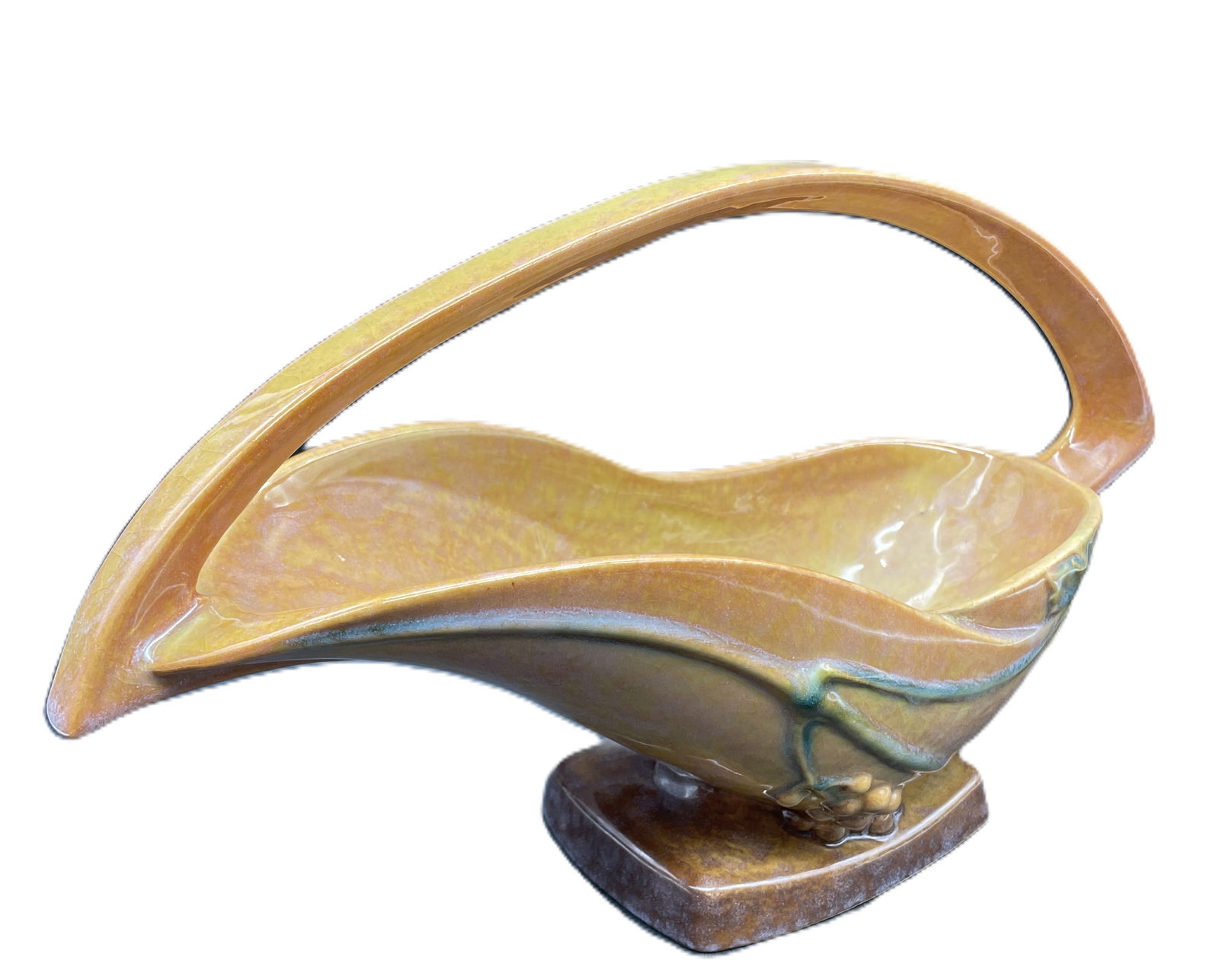 Roseville Wincraft Apricot 1948 Mid Century Modern Pottery Basket Vase # 209-12 - 2