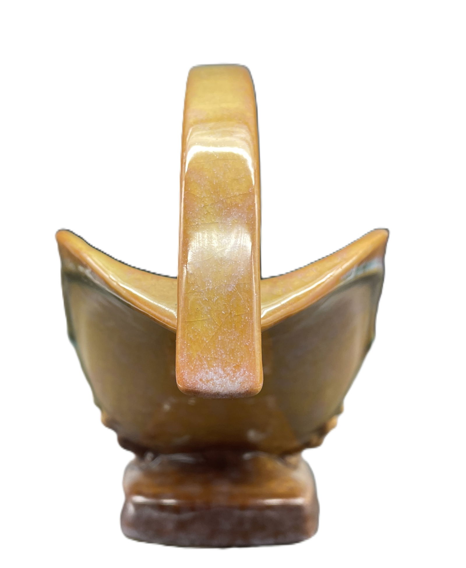 Roseville Wincraft Apricot 1948 Mid Century Modern Pottery Basket Vase # 209-12 - 5