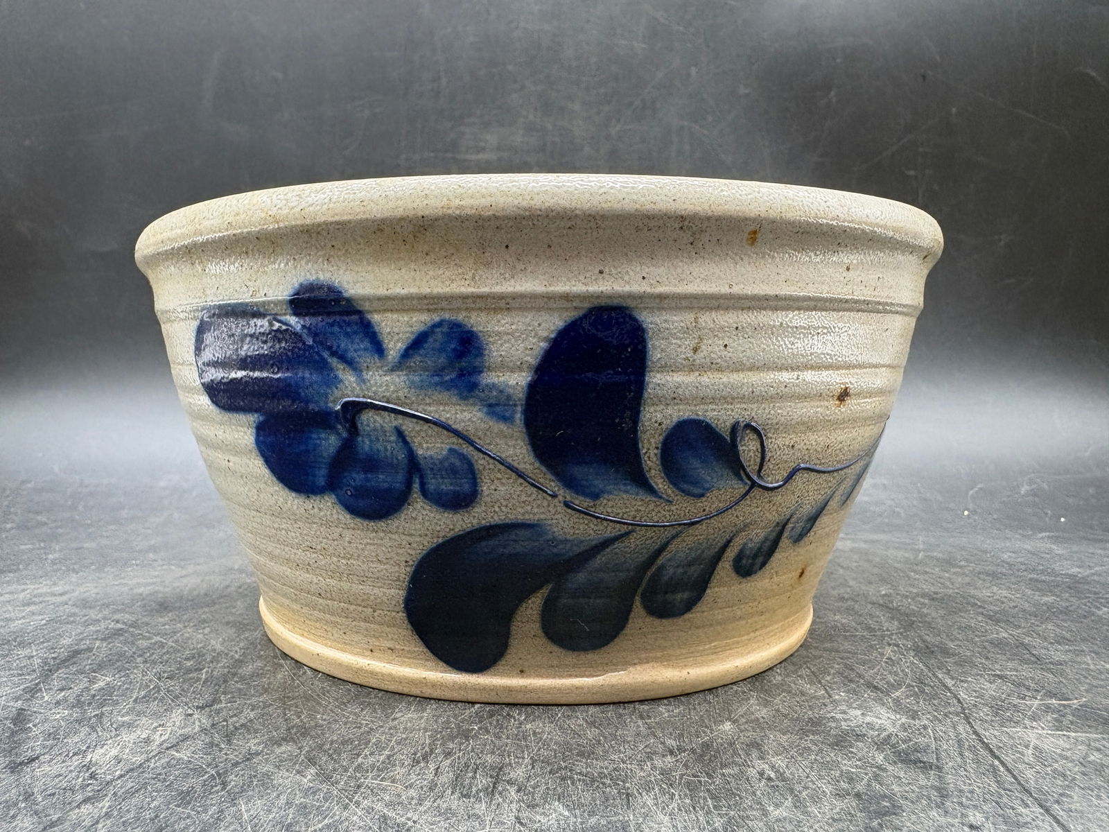 Eldrith Pottery Crock Cobalt Decoration 1994: Date/Period: 1994Dimension: Approx.: 7" top diameter, 5" bottom diameter, 3.5" tallMaterial: potteryAdditional Information: Eldrith Pottery Crock Cobalt Decoration 19945 Signed. Marked "Second" 