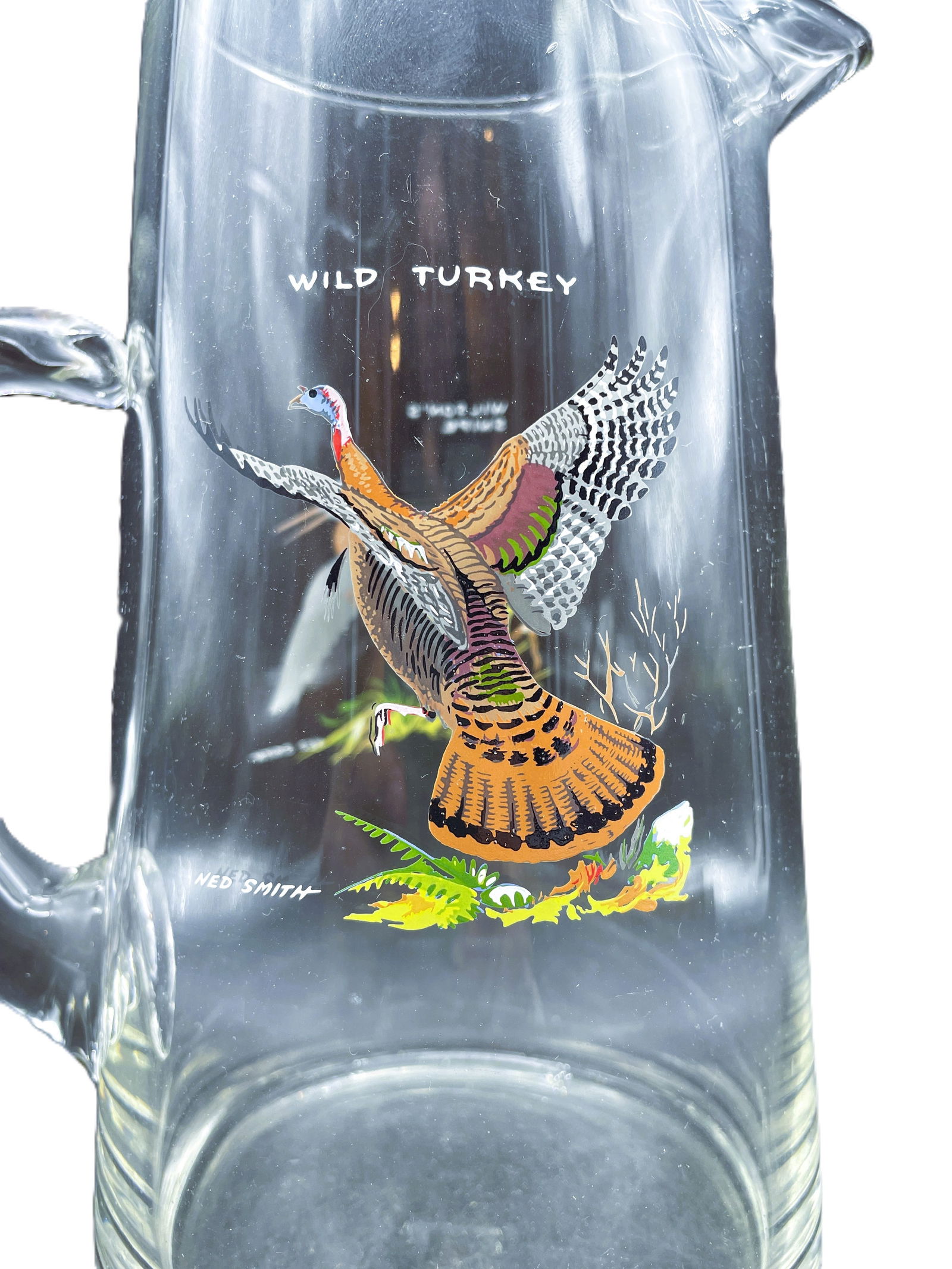 VINTAGE NED SMITH GAME BIRD COCKTAIL PITCHER Wild Turkey & Wilson's Snipe - 2