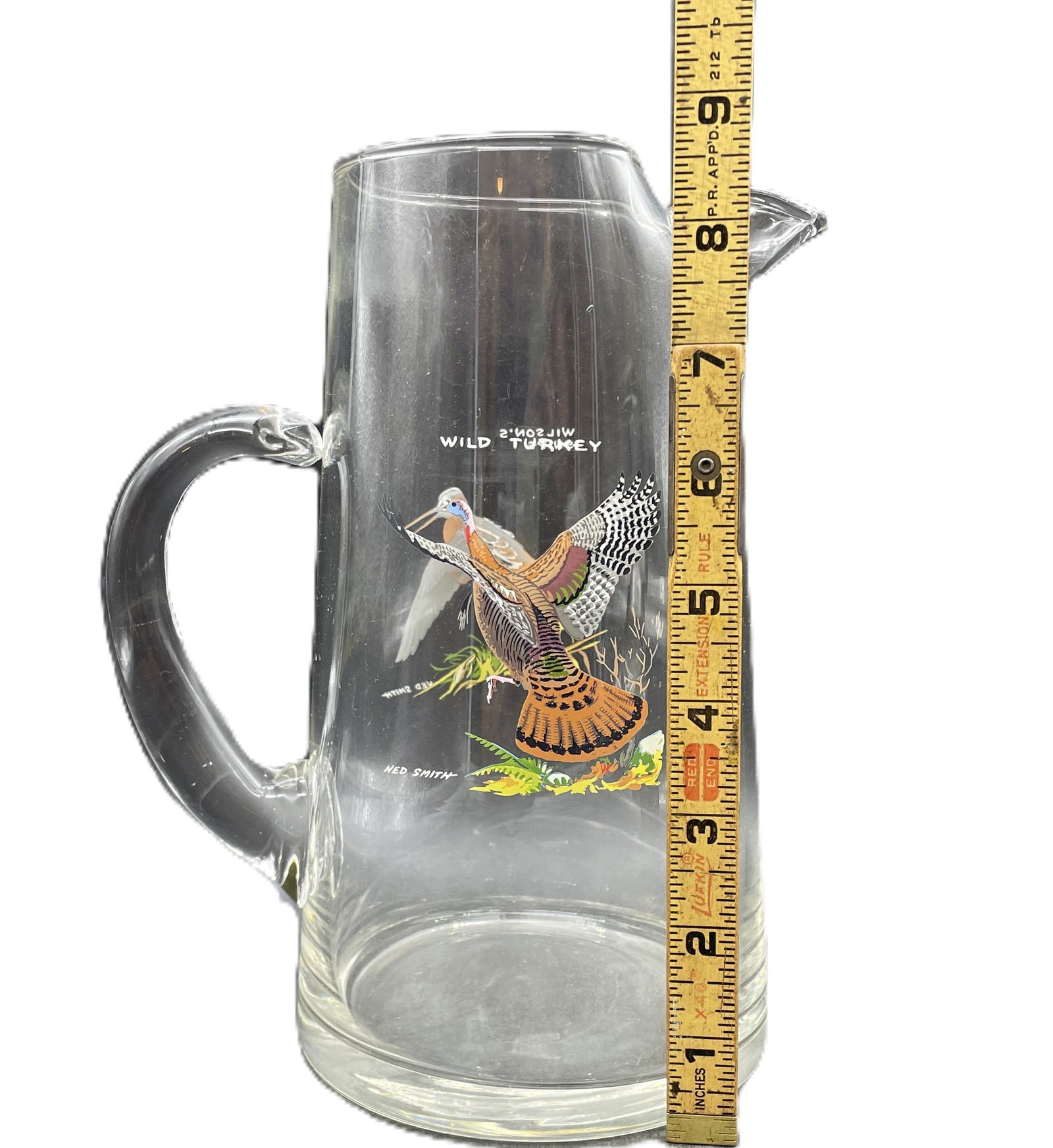 VINTAGE NED SMITH GAME BIRD COCKTAIL PITCHER Wild Turkey & Wilson's Snipe - 8