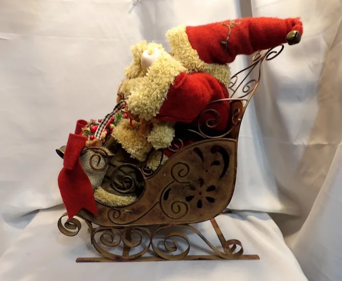 Vintage Santa Bears Tree Bow Decoration - 3