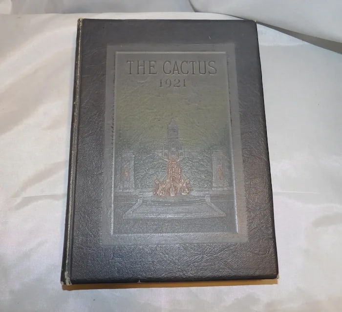 1921 Cactus University of Texas Annual: The 1921 edition of 'The Cactus' yearbook for the University of Texas, featuring vintage photography and campus history. Shipping:Domestic: Flat-rate of $10.00 to anywhere within the contiguous