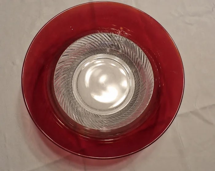 Ruby Flashed Punch Bowl Underplate Cups - 8