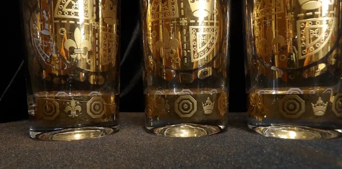 Signed Vito Bari 6 Gold Crest Glasses - 7