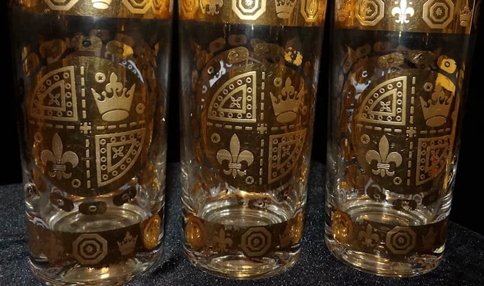 Signed Vito Bari 6 Gold Crest Glasses - 8