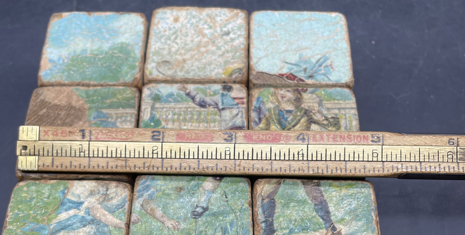 ANTIQUE 6 SIDED CHILDRENS VICTORIAN BLOCK CUBE PUZZLE - 8