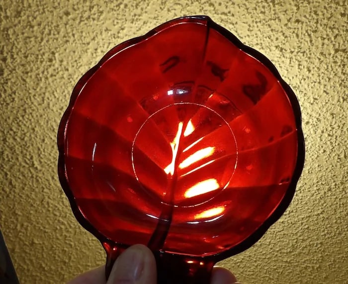 Anchor Hocking Royal Ruby Leaf Shaped Dish - 3