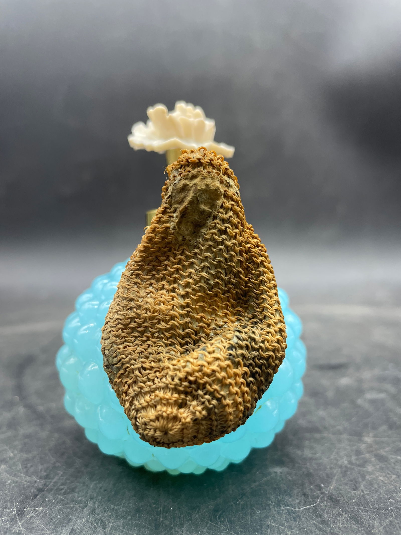 Vintage Irice Atomizer Opaque Blue Hobnail Glass Perfume Bottle Irving Rice NYC - 5