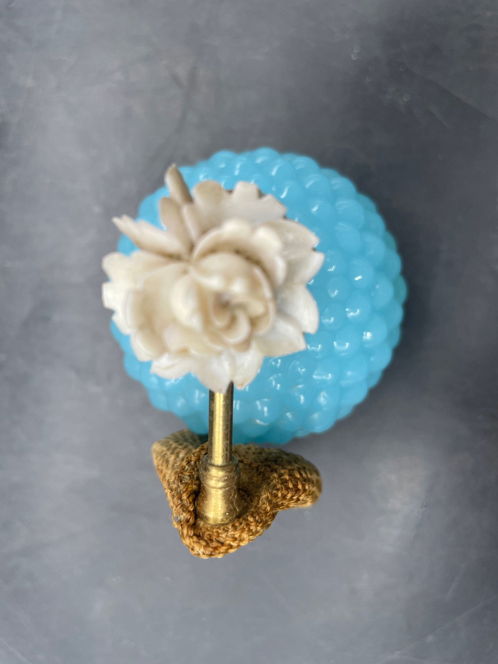 Vintage Irice Atomizer Opaque Blue Hobnail Glass Perfume Bottle Irving Rice NYC - 6