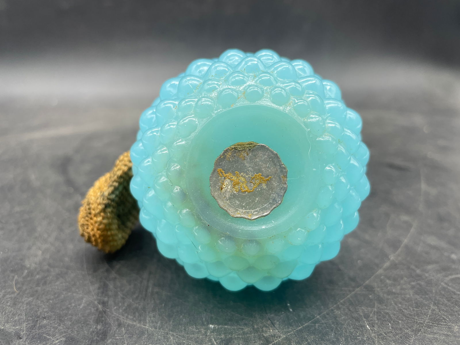 Vintage Irice Atomizer Opaque Blue Hobnail Glass Perfume Bottle Irving Rice NYC - 7