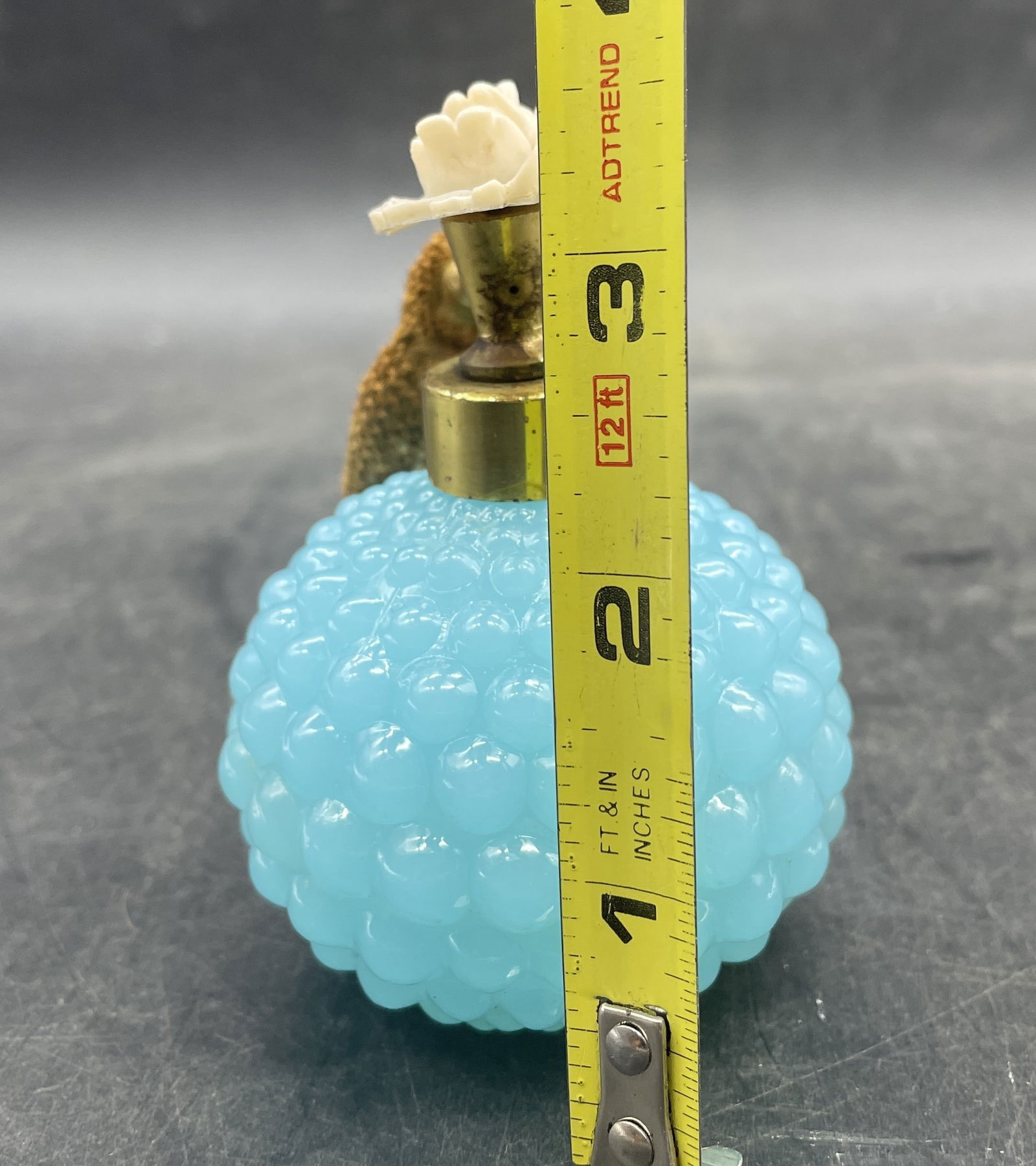 Vintage Irice Atomizer Opaque Blue Hobnail Glass Perfume Bottle Irving Rice NYC - 8