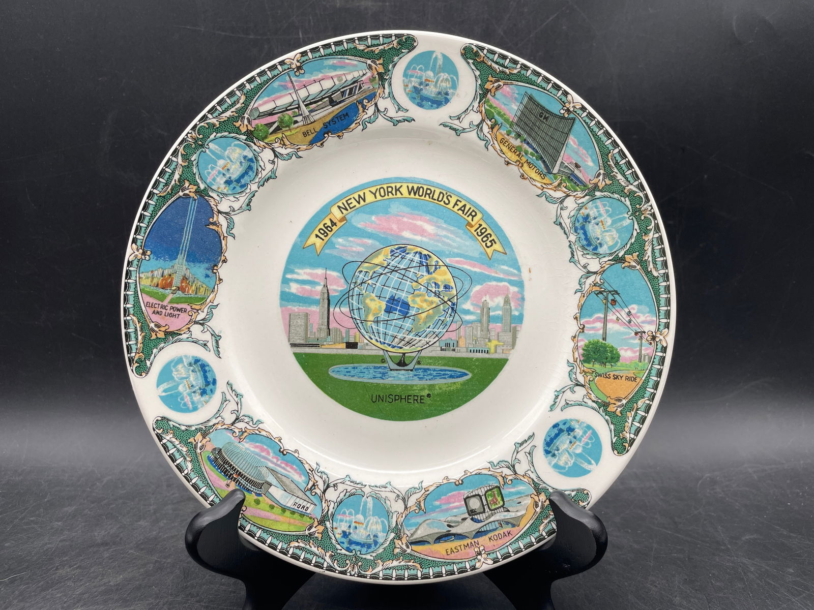 Pair of 1964-65 New York World's Fair Plates United States Steel Unisphere - 4