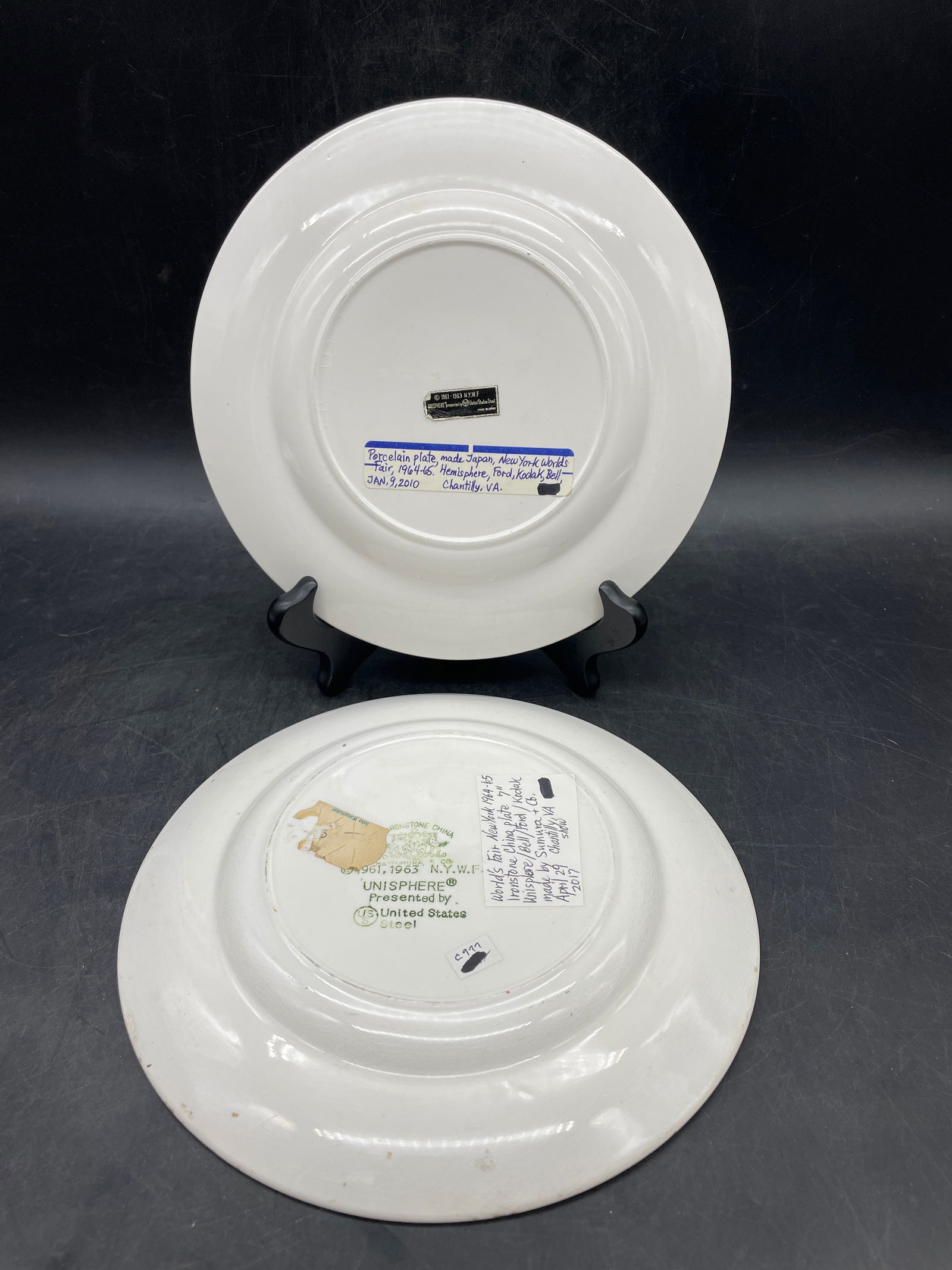 Pair of 1964-65 New York World's Fair Plates United States Steel Unisphere - 5