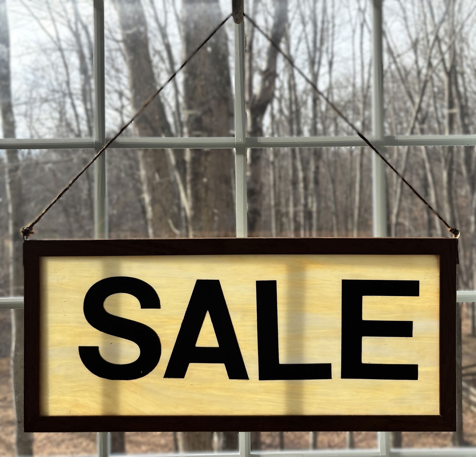 Vintage Slag Glass Window SALE 25" long: Date/Period: unknownDimension: Approx. 25" x 12"Material: glass, wood, vinylAdditional Information: Slag Glass Window SALE. The window is framed with a really pretty old wood. The sale letters were