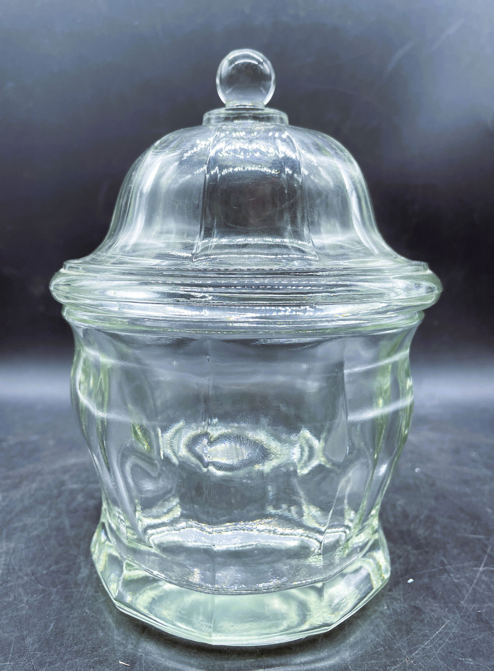 Vintage Indiana Glass Paneled Apothecary Jar With Domed Lid Heavy (1 of 6)