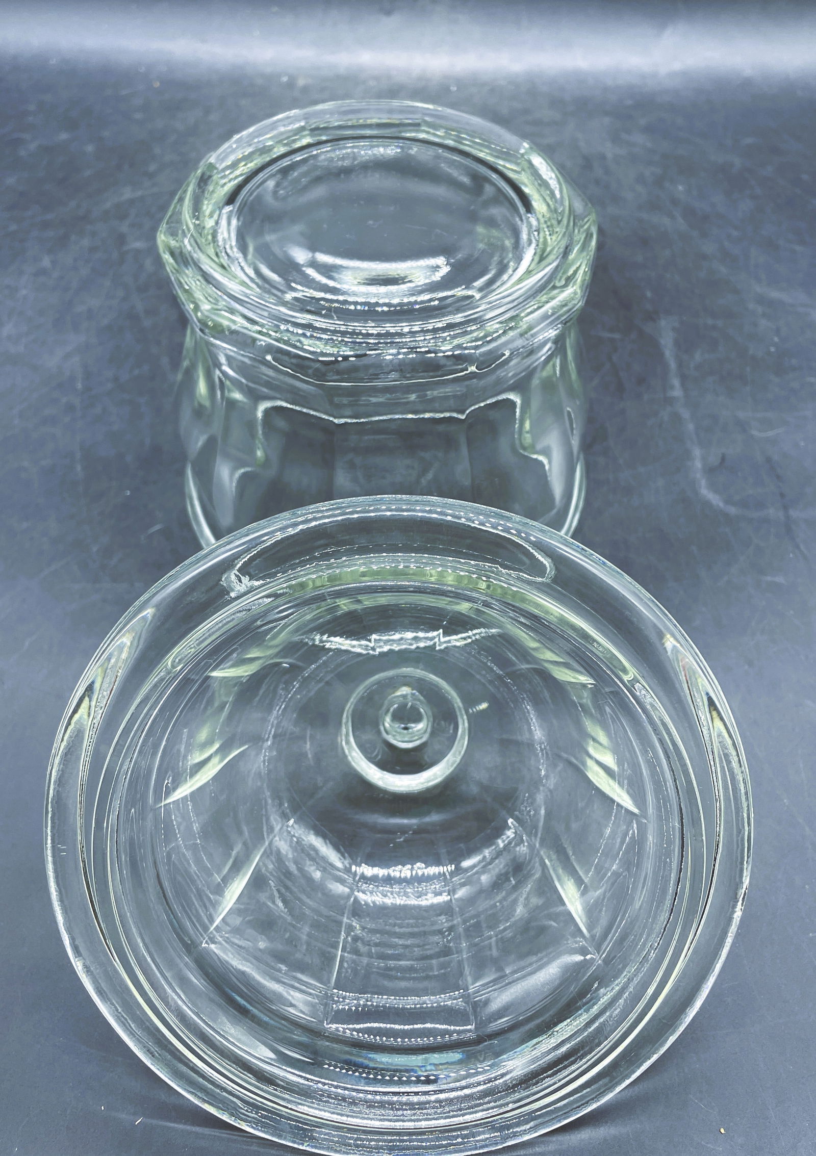 Vintage Indiana Glass Paneled Apothecary Jar With Domed Lid Heavy - 6