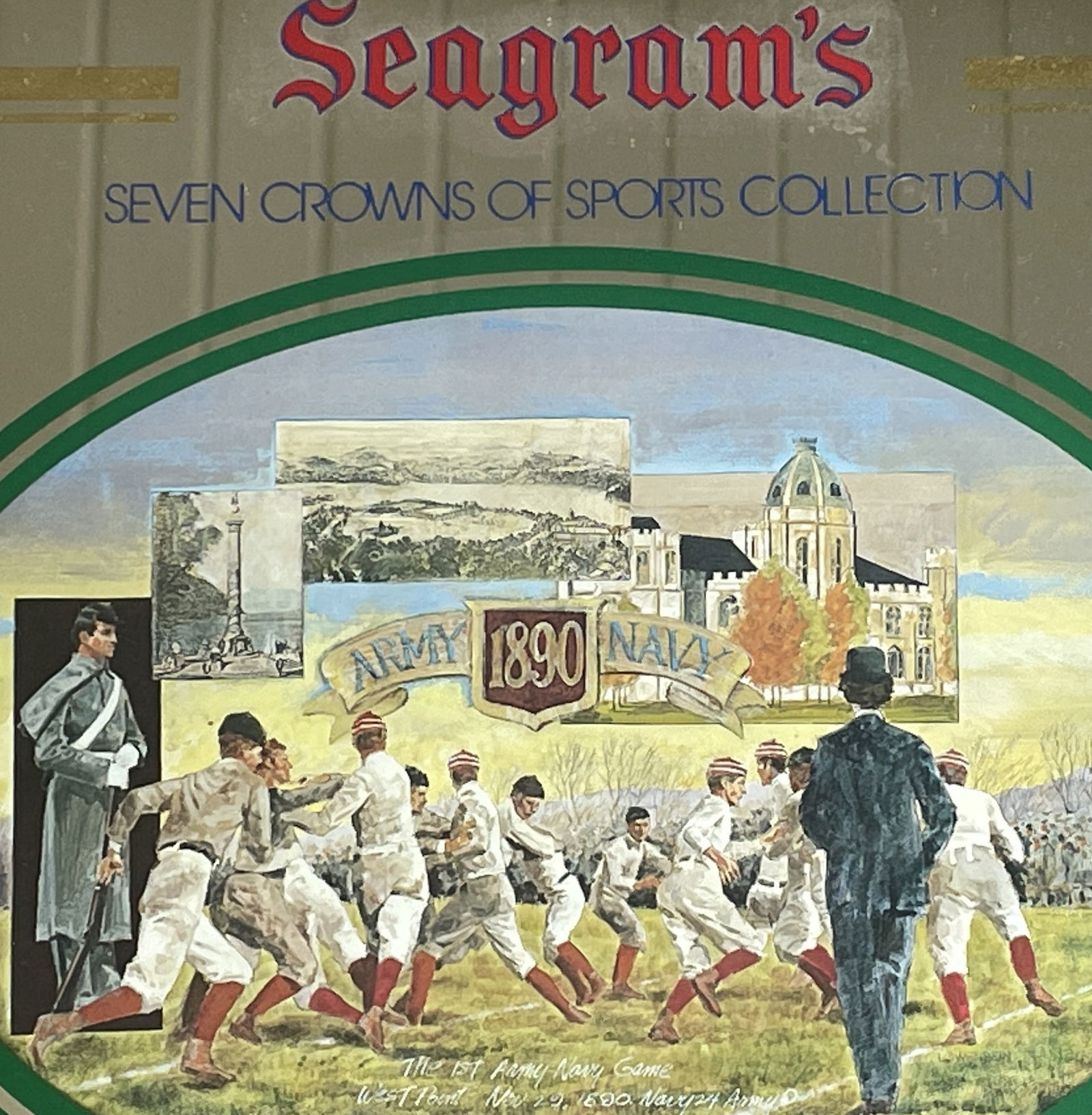 1970'S SEAGRAM'S SEVEN 7 CROWN TINKER EVERS & CHANCE BAR BASEBALL MIRROR - 4