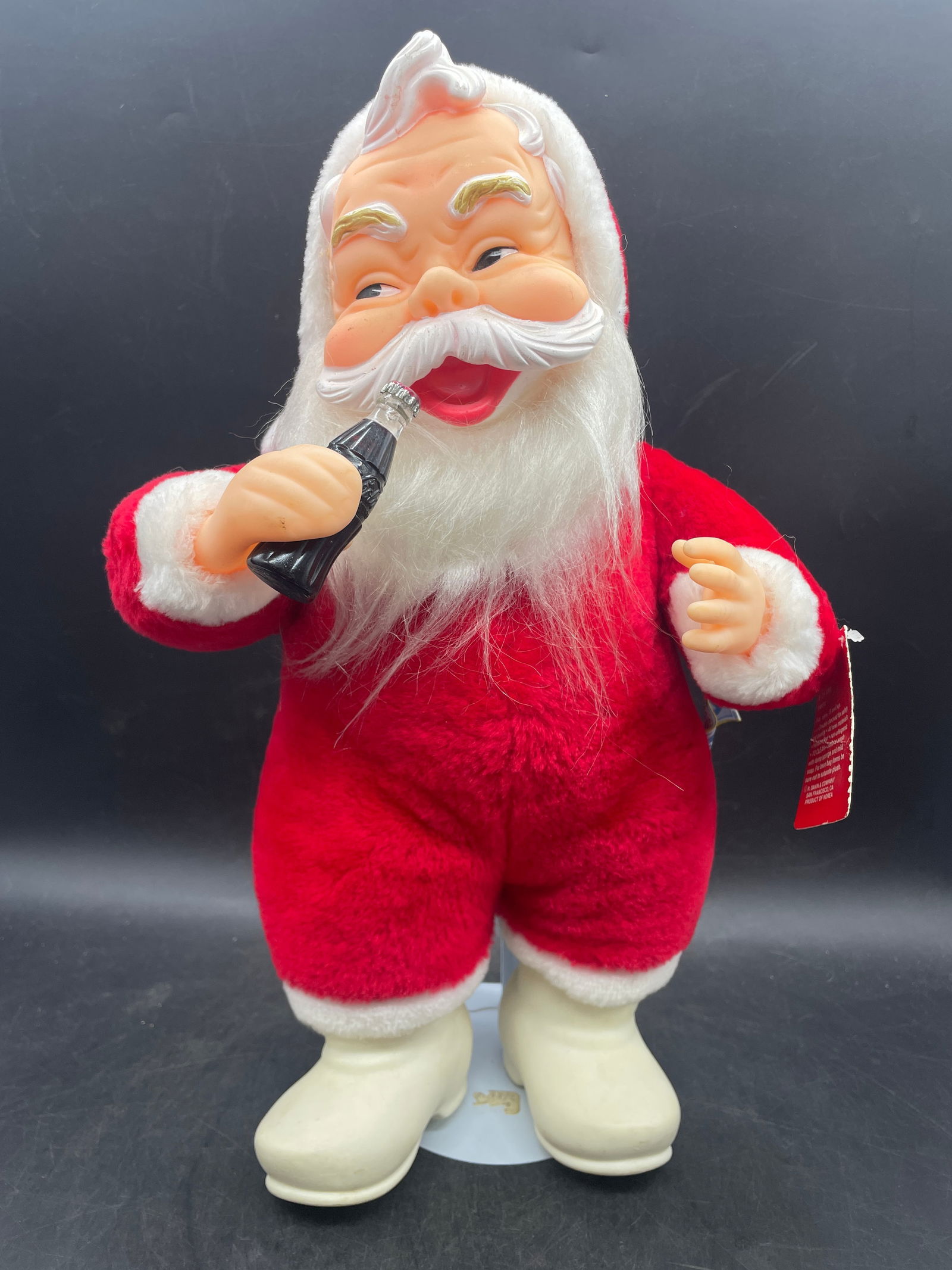 Vintage 1984 Dakin Coca-Cola Santa Rubber Face White Boots With Stand (1 of 8)
