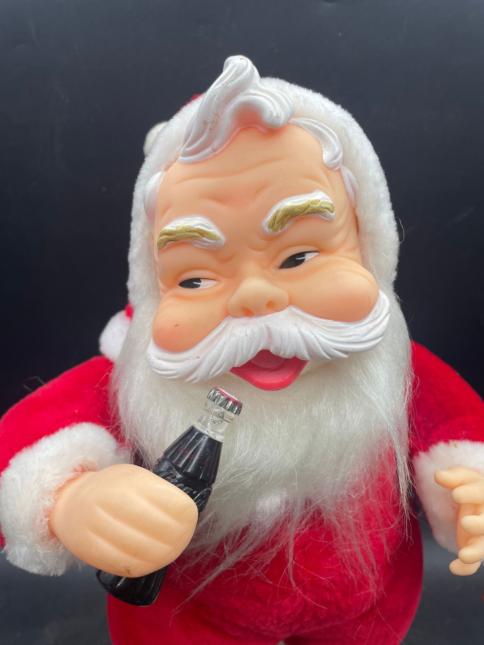 Vintage 1984 Dakin Coca-Cola Santa Rubber Face White Boots With Stand - 2