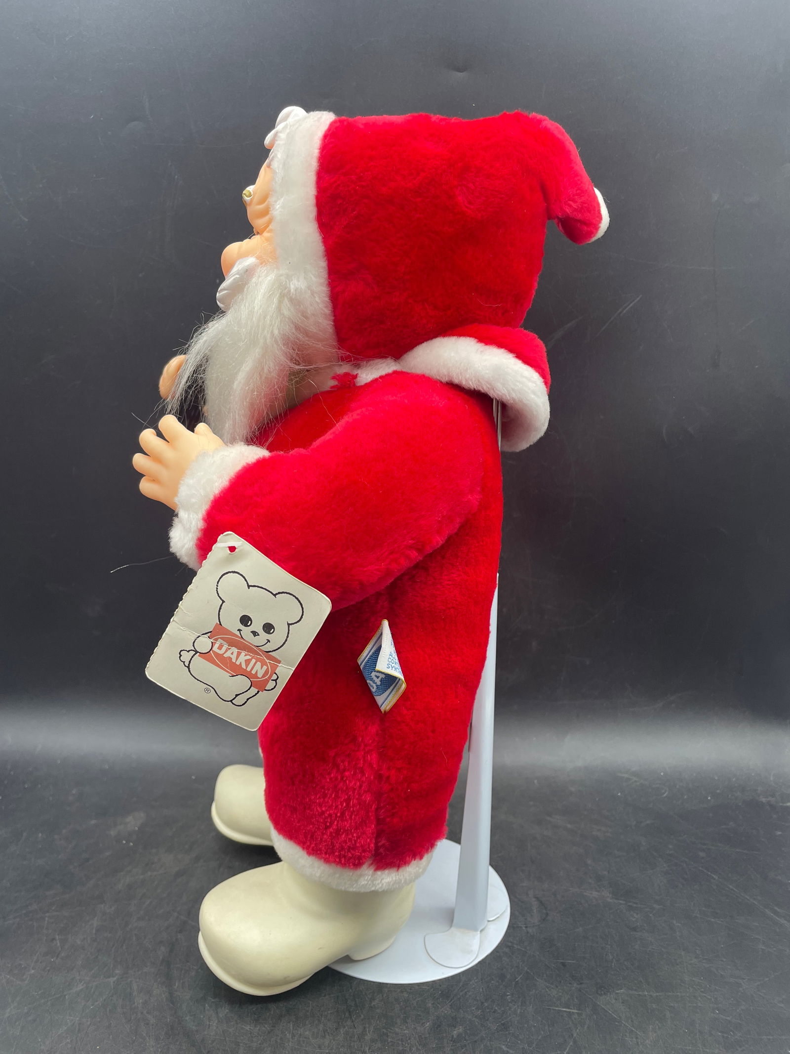 Vintage 1984 Dakin Coca-Cola Santa Rubber Face White Boots With Stand - 5