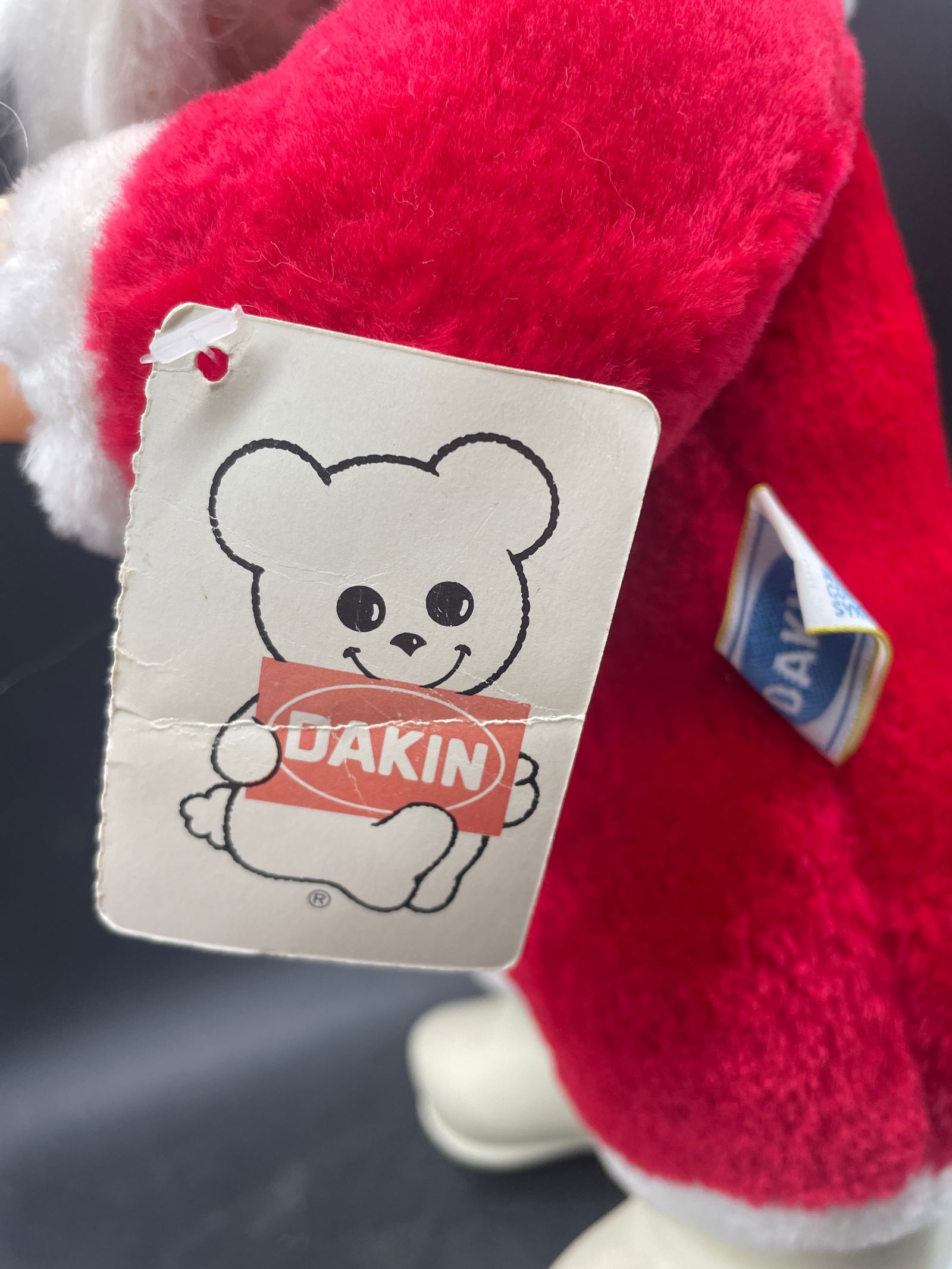 Vintage 1984 Dakin Coca-Cola Santa Rubber Face White Boots With Stand - 6