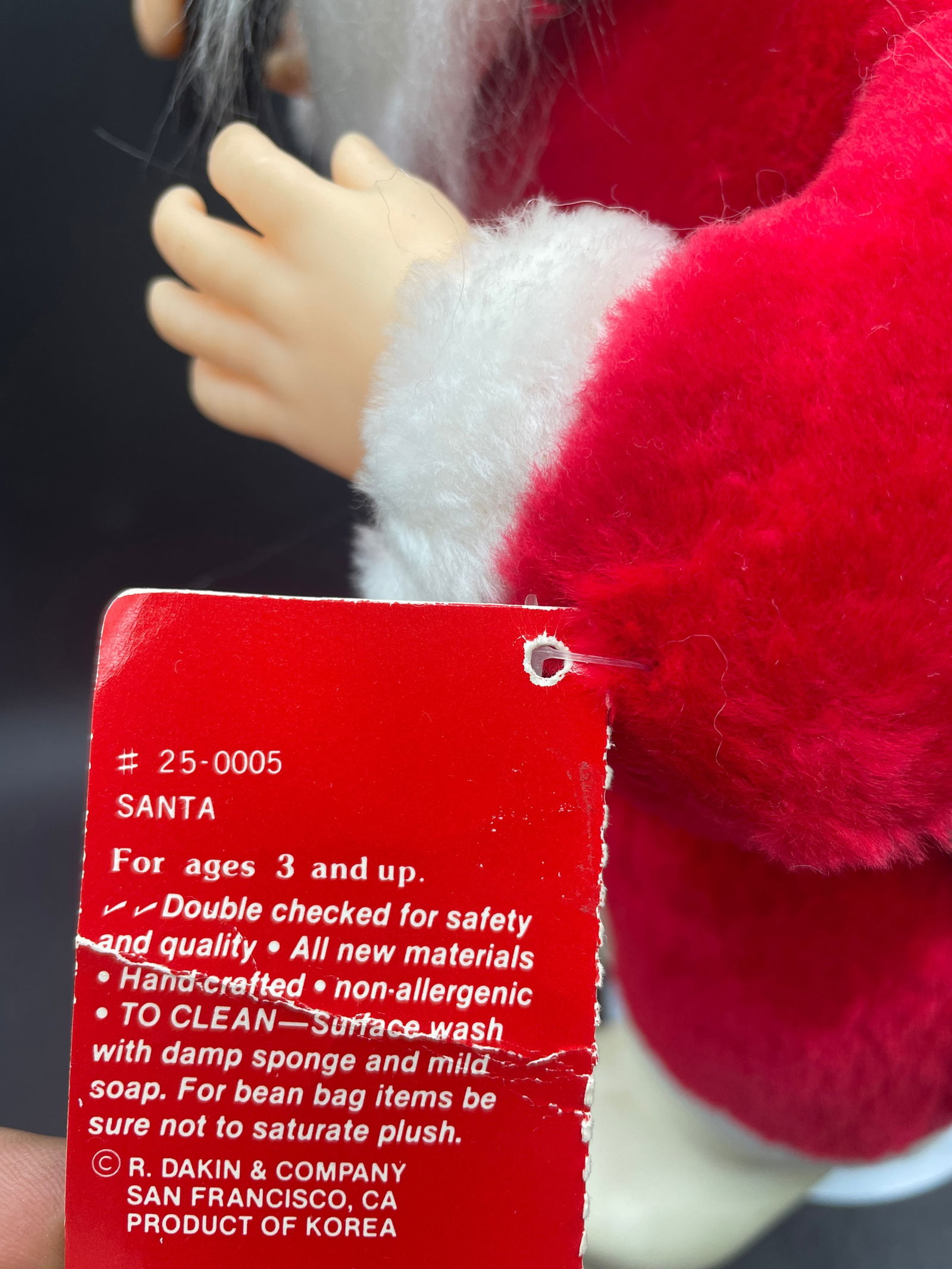 Vintage 1984 Dakin Coca-Cola Santa Rubber Face White Boots With Stand - 7