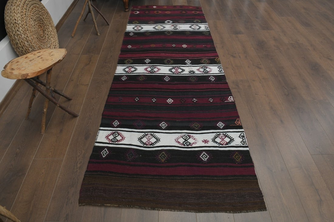 3.2x9.2 ft, STRIPED KILIM RUNNER - 2