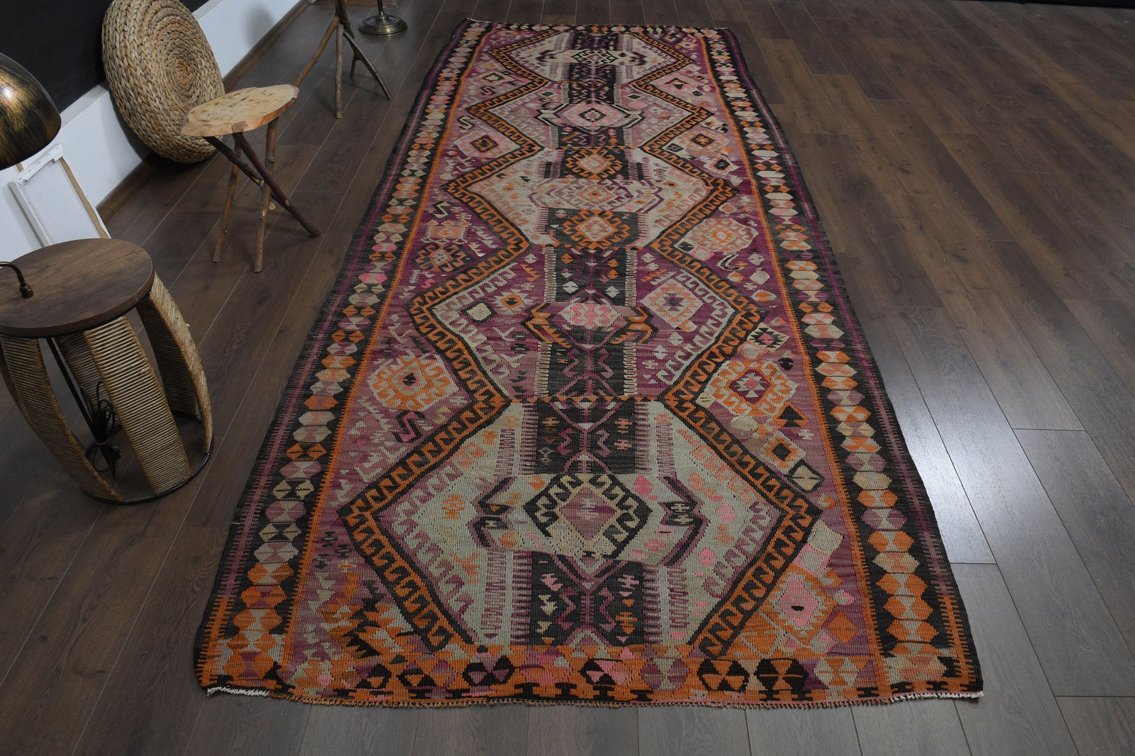 4'9x12'3 ft, COLORFUL KILIM RUNNER - 12