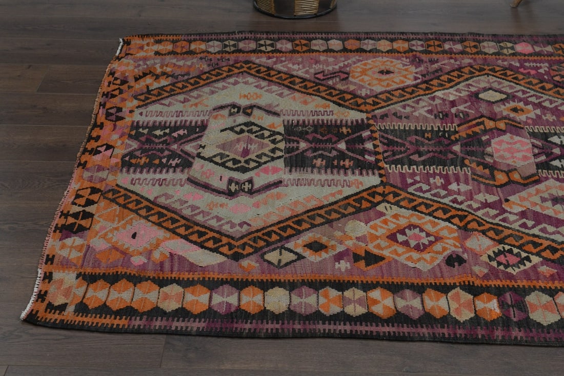 4'9x12'3 ft, COLORFUL KILIM RUNNER - 7