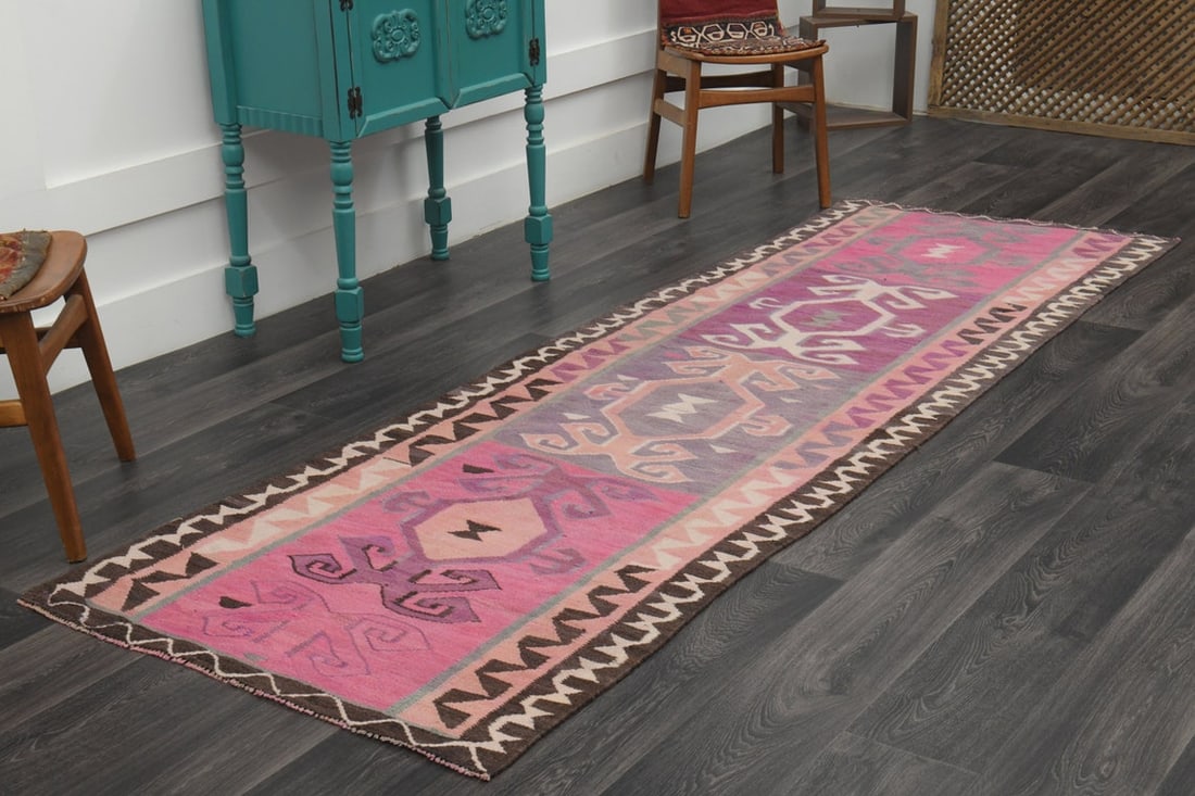 3.2x9.9 ft, TURKISH KILIM Runner - 3
