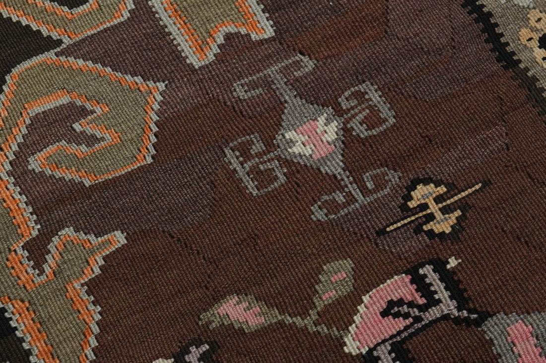 5.7x13.2 ft, BROWN KILIM RUNNER - 9