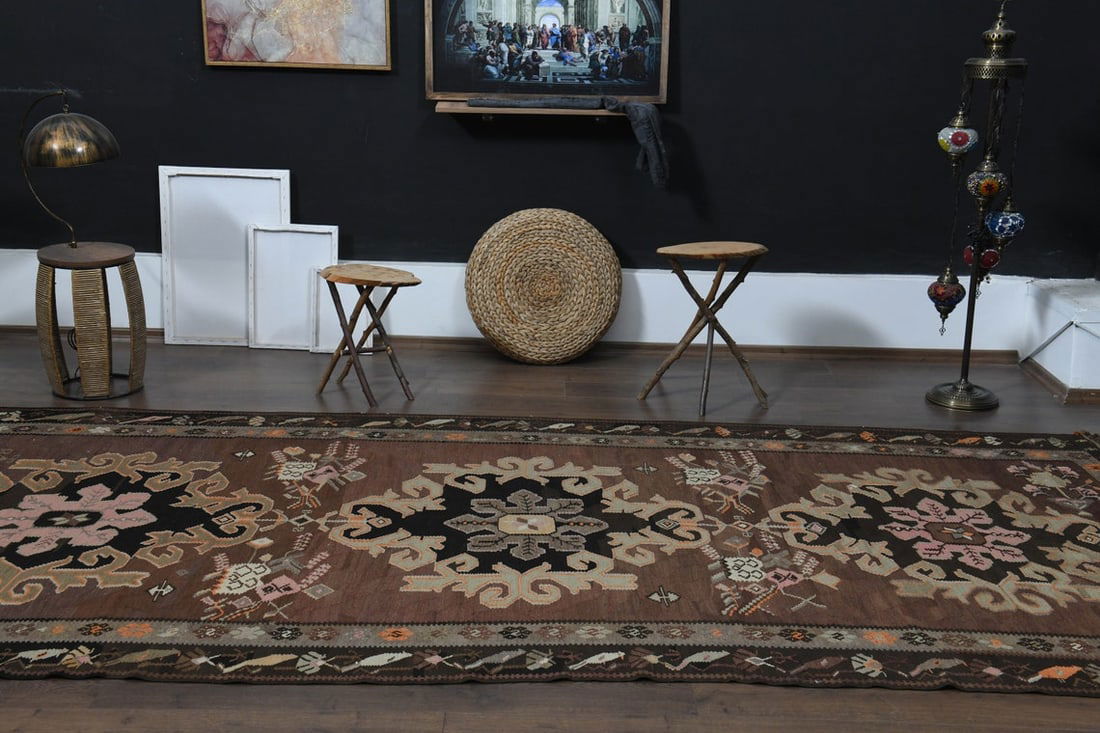 5.7x13.2 ft, BROWN KILIM RUNNER - 10