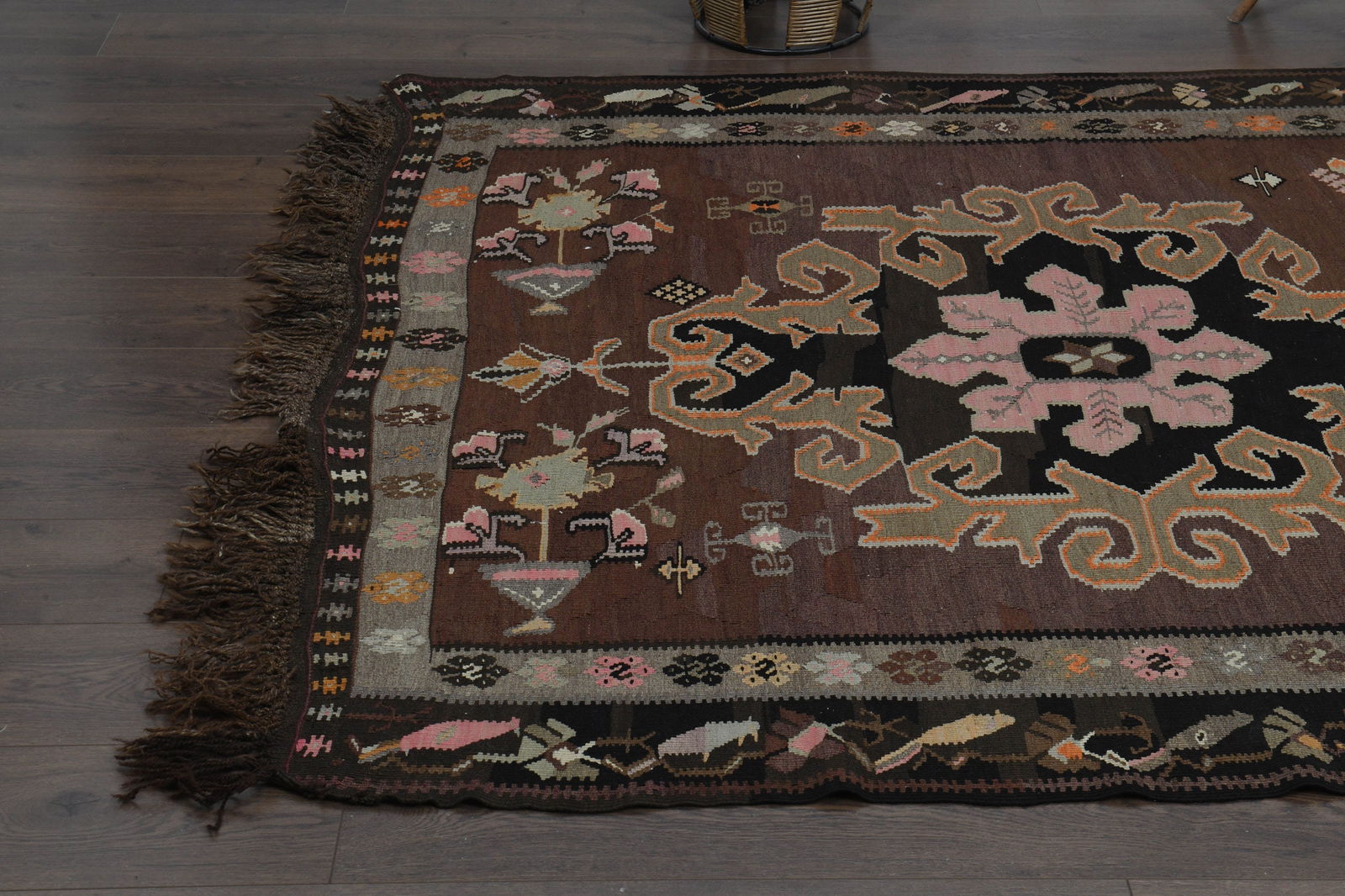 5.7x13.2 ft, BROWN KILIM RUNNER - 16