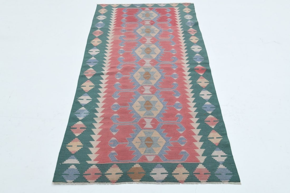 2.9x5.9 ft, COLORFUL DÉCOR: Title: 2.9x5.9 ft, COLORFUL DÉCOR Origin: Turkey Date/Period: 1960 - 1970 Materials: Wool and Cotton Size: Width: 2.9 feet; Length: 5.9 feet Description: This Turkish one-of-a-kind Vintage