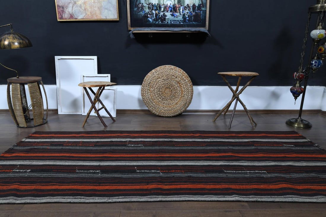 3'5x8'4 ft, COLORFUL STRIPED RUNNER - 7